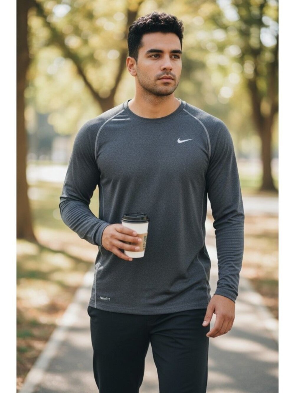 Nike Pro Fit Dry Long Sleeve Performance Shirt Gray XLarge